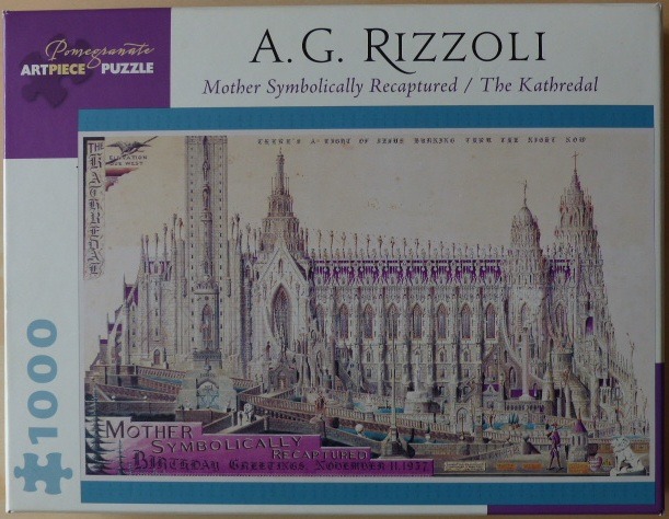 Architectural drawing of a highly intricate, symbolic gothic-style cathedral titled The Kathredal.