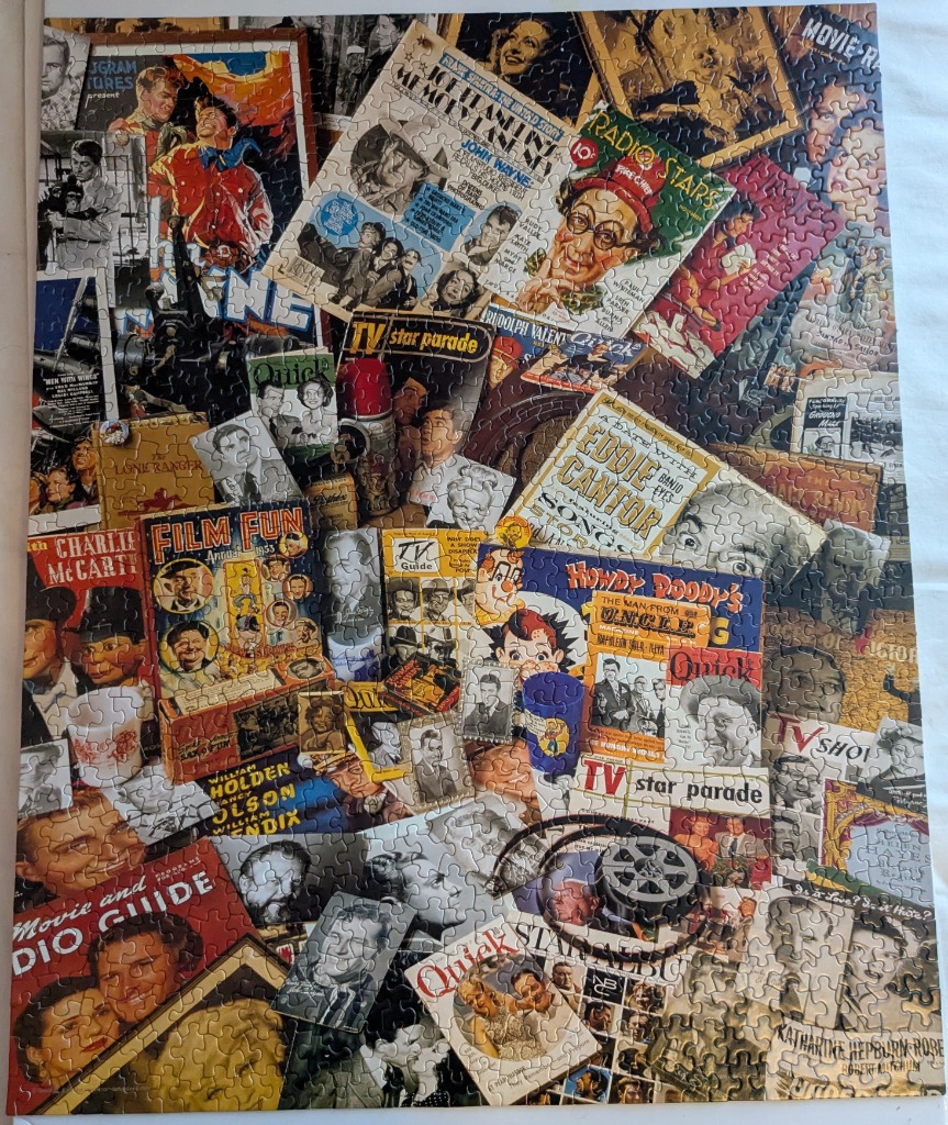 A collage of vintage movie and celebrity magazine covers from the mid-20th century.
