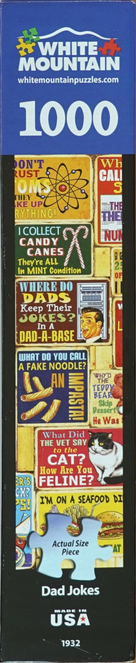 Collage of metal-style signs featuring puns and dad jokes