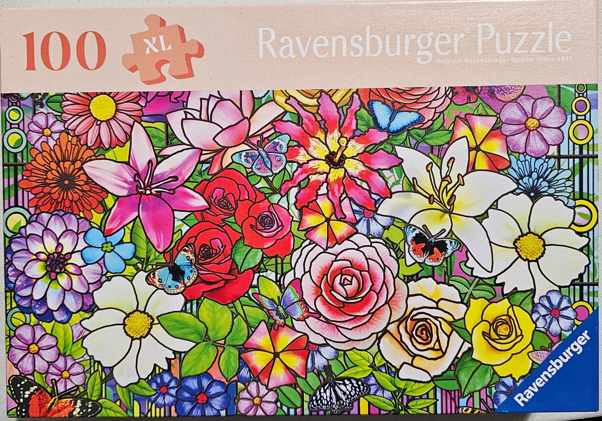 Vibrant illustration of assorted colorful flowers and butterflies