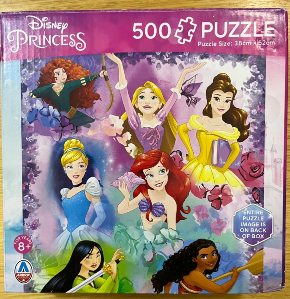 An illustration featuring six Disney Princesses including Merida, Rapunzel, Belle, Cinderella, Ariel, and Mulan.