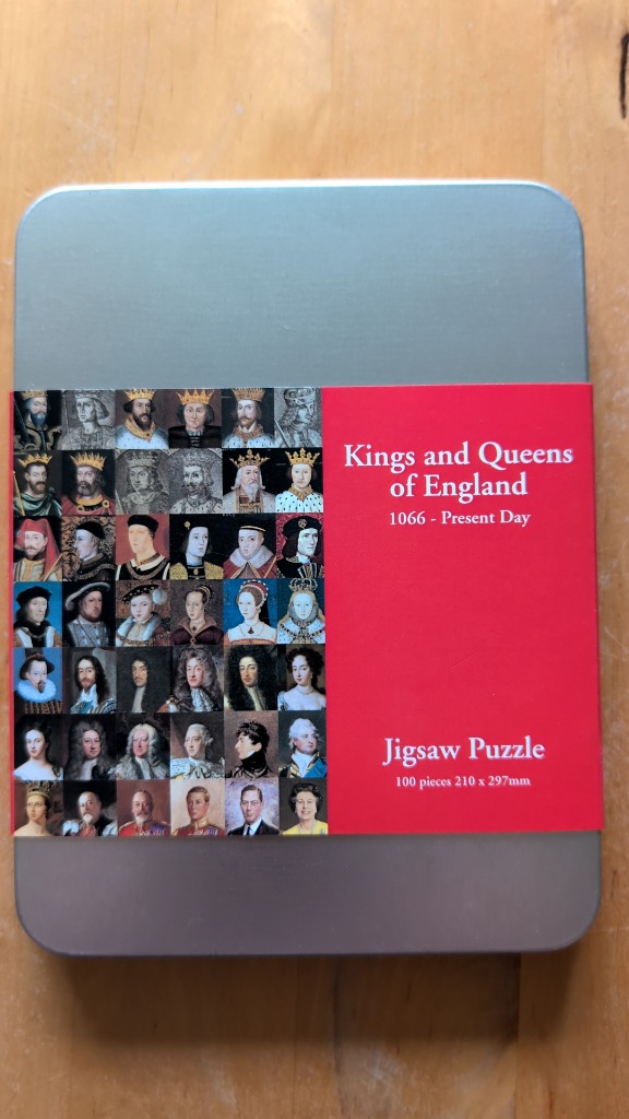 A collage of portraits of English monarchs alongside the text Kings and Queens of England 1066 - Present Day.