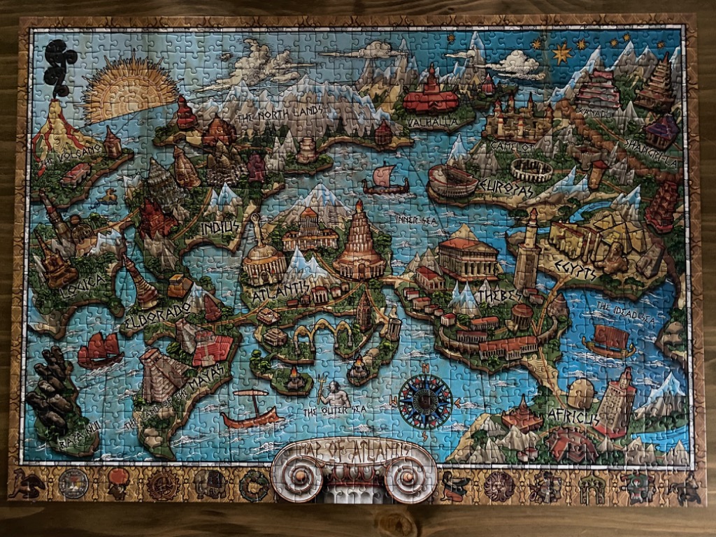 An artistic fantasy map titled Map of Atlantis featuring mythical lands and ancient civilizations.