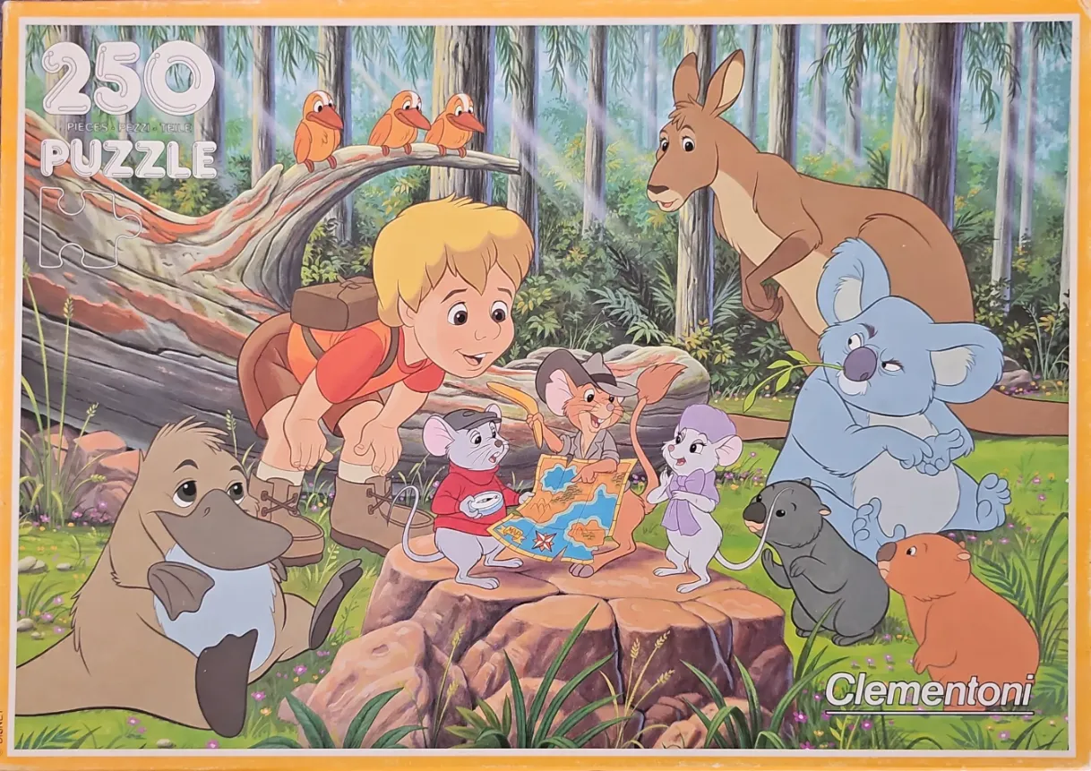 Cartoon illustration of a young boy and various Australian animals gathered in a forest to look at a map.
