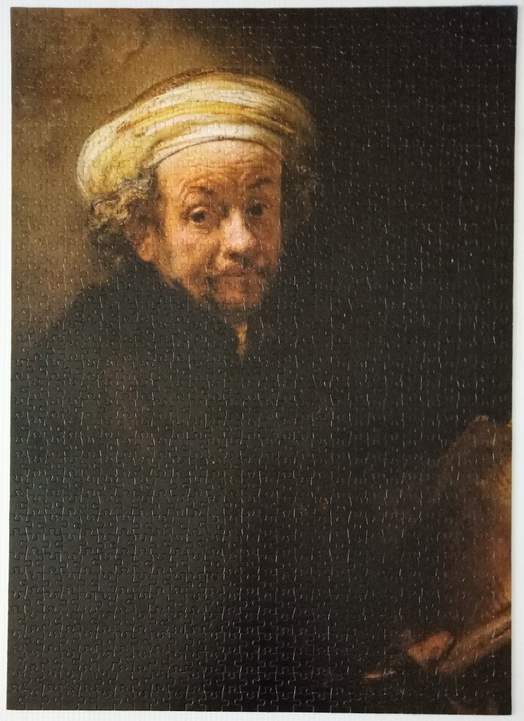 Portrait of a man in a turban, rendered in the style of a Rembrandt oil painting.