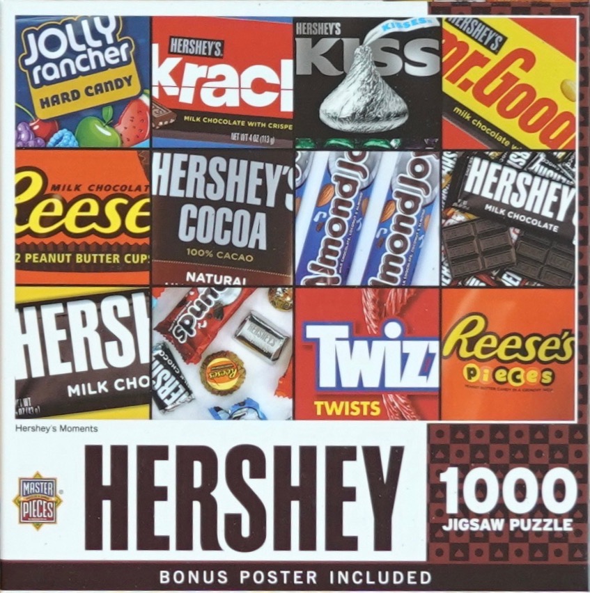 A collage of various colorful candy brand logos and product packaging.