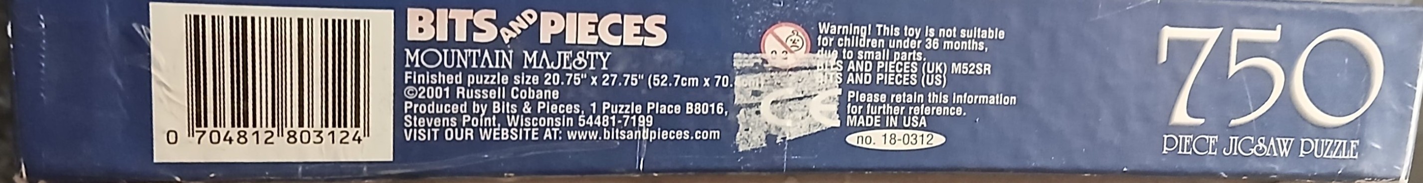 Text information on a blue product box including title Mountain Majesty and piece count.