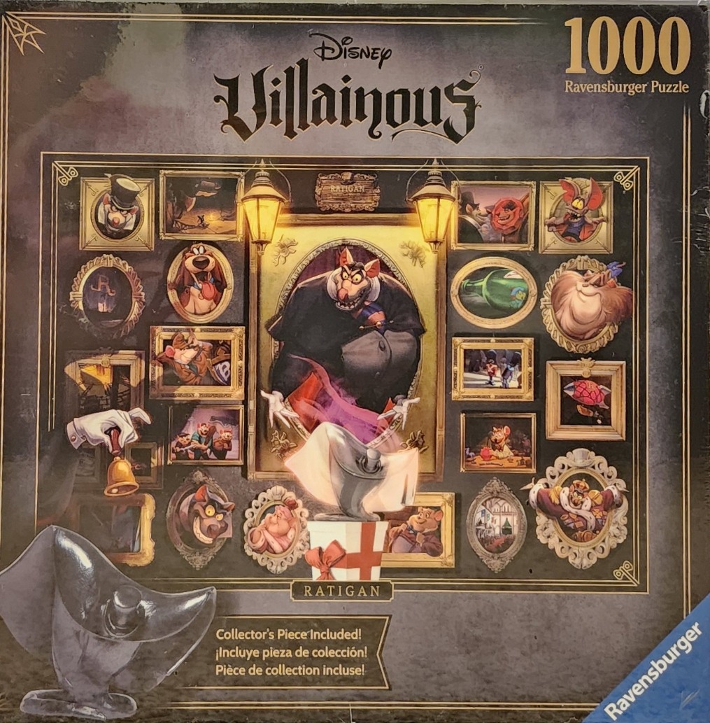 Professor Ratigan from The Great Mouse Detective centered in a gallery of framed portraits.