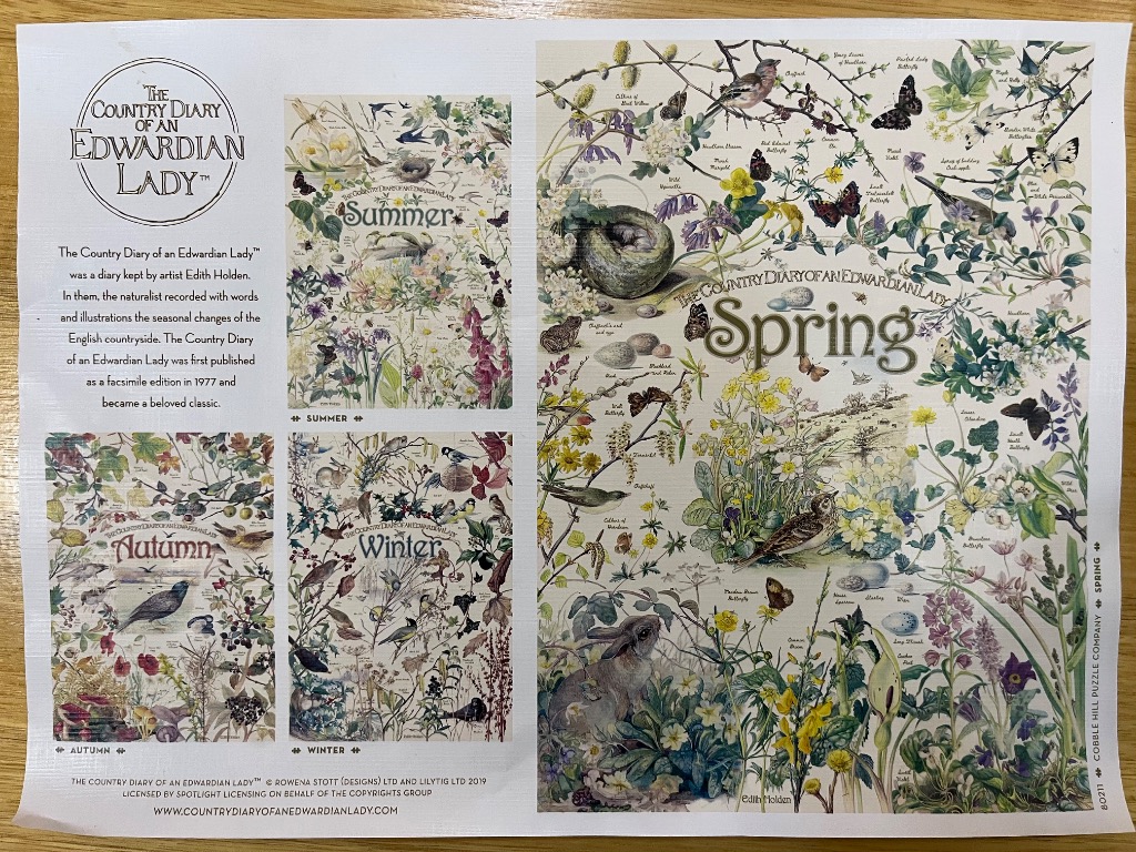 Collage of seasonal botanical and wildlife illustrations documenting the English countryside.
