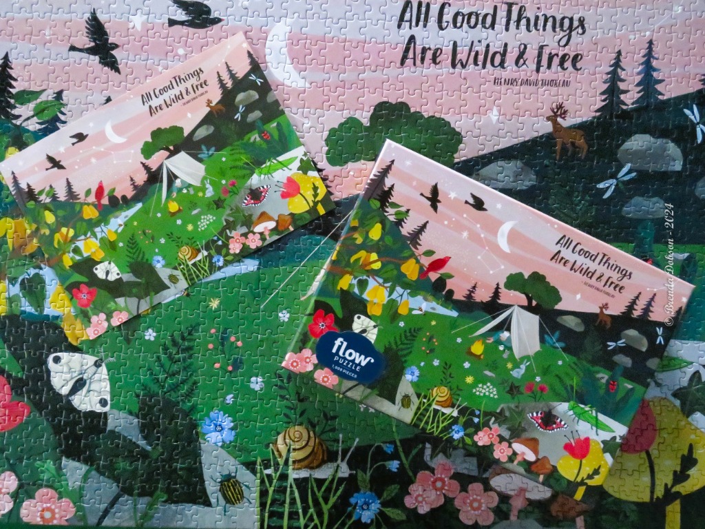 An illustration of a campsite at dusk with wildlife and the quote All Good Things Are Wild and Free.