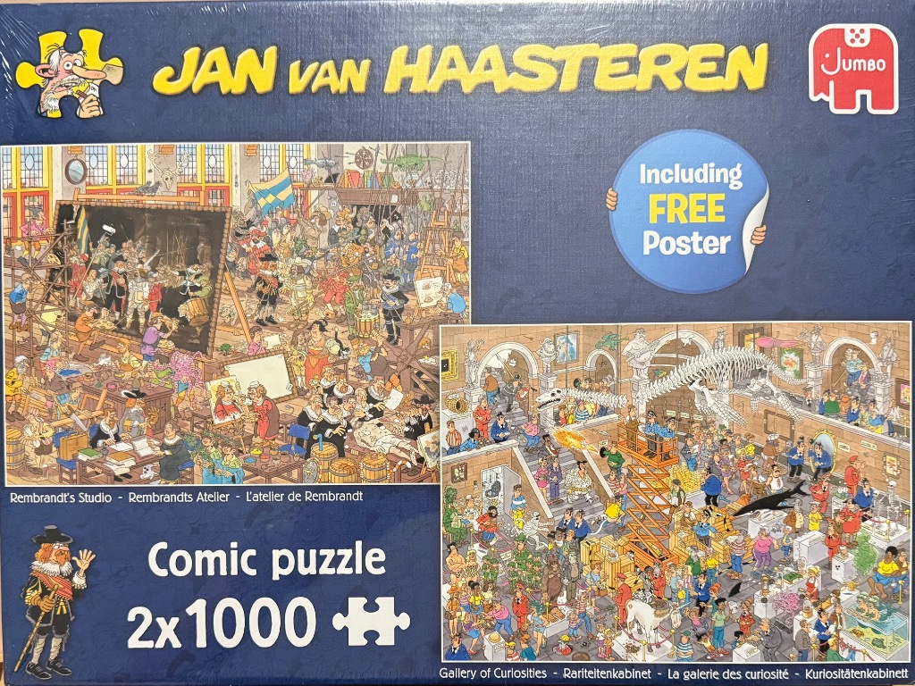 Cartoon illustration showing two busy scenes: an artist