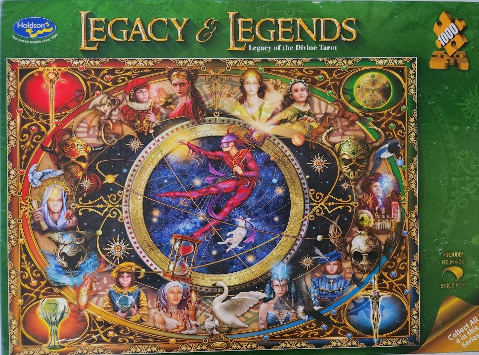 Fantasy art depicting a celestial clockwork wheel surrounded by diverse figures, animals, and magical symbols.