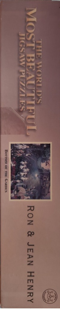 Fairy garden scene artwork with pink/tan background.