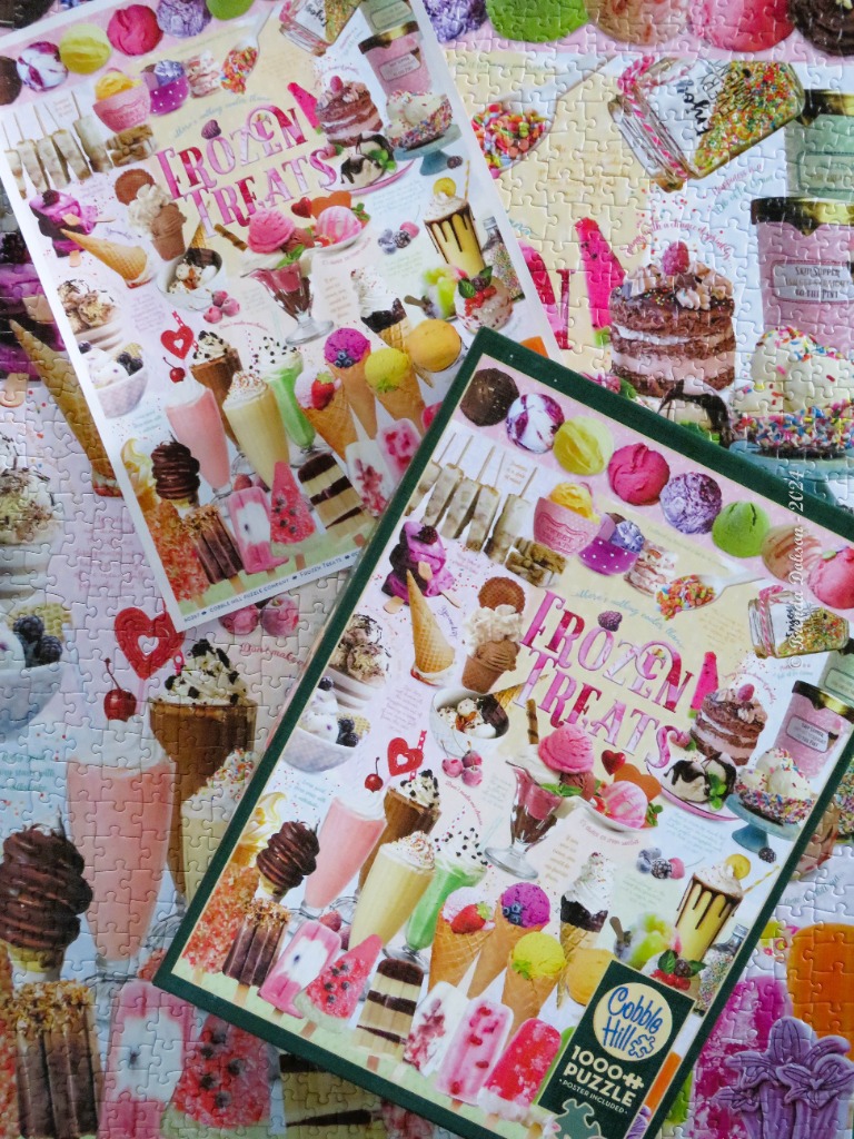 A collage of various colorful frozen desserts including ice cream cones, sundaes, and milkshakes.