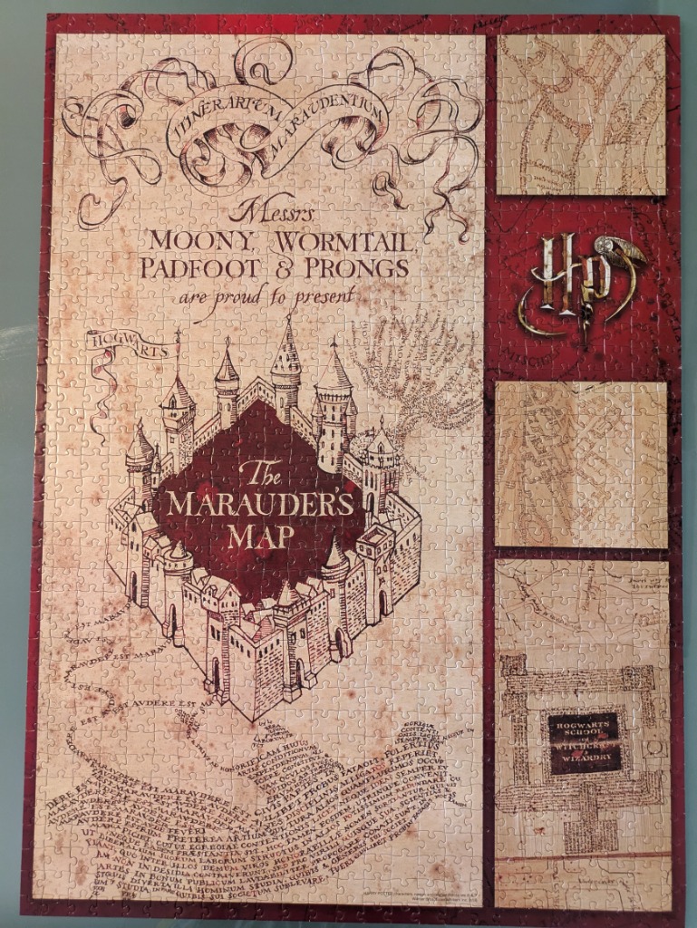 Illustration of the Marauder's Map from Harry Potter with Hogwarts castle, script, and vintage parchment textures.
