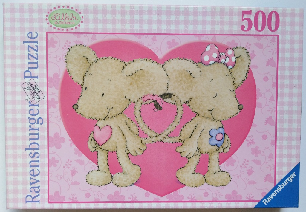Two cute cartoon mice standing side-by-side in front of a large pink heart shape.