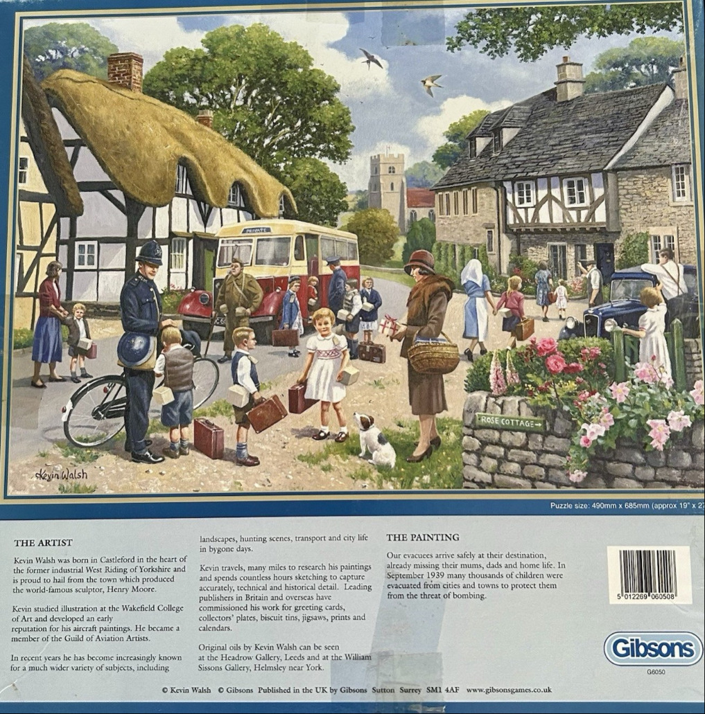 A nostalgic 1939 scene of child evacuees arriving at a countryside village.