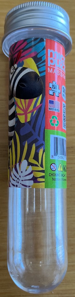 Cartoon zebra face peeking through colorful tropical foliage