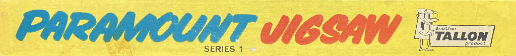 Graphic text reading PARAMOUNT JIGSAW in blue and orange on a yellow background with a small cartoon character.