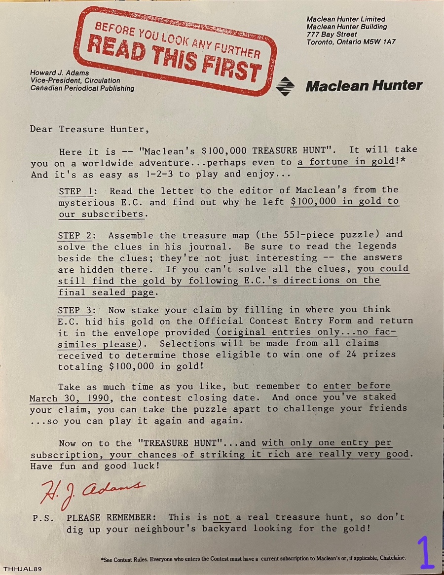 Maclean's $100,000 Treasure Hunt