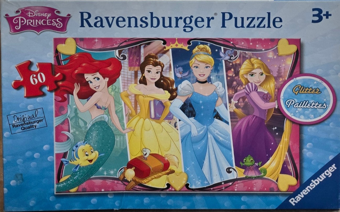 Illustration of four Disney princesses: Ariel, Belle, Cinderella, and Rapunzel.