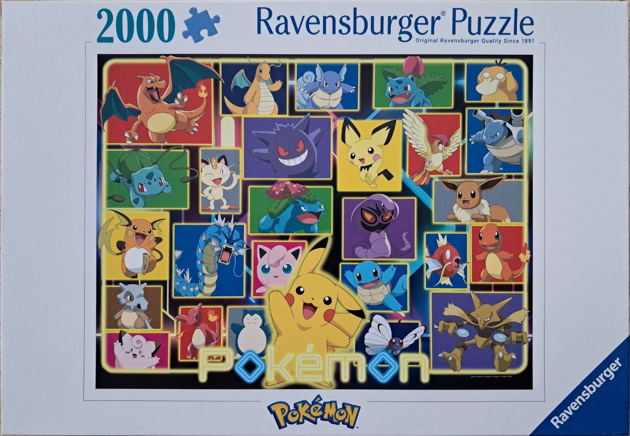 Collage of various Pokemon characters set in colorful square and rectangular frames against a dark background.