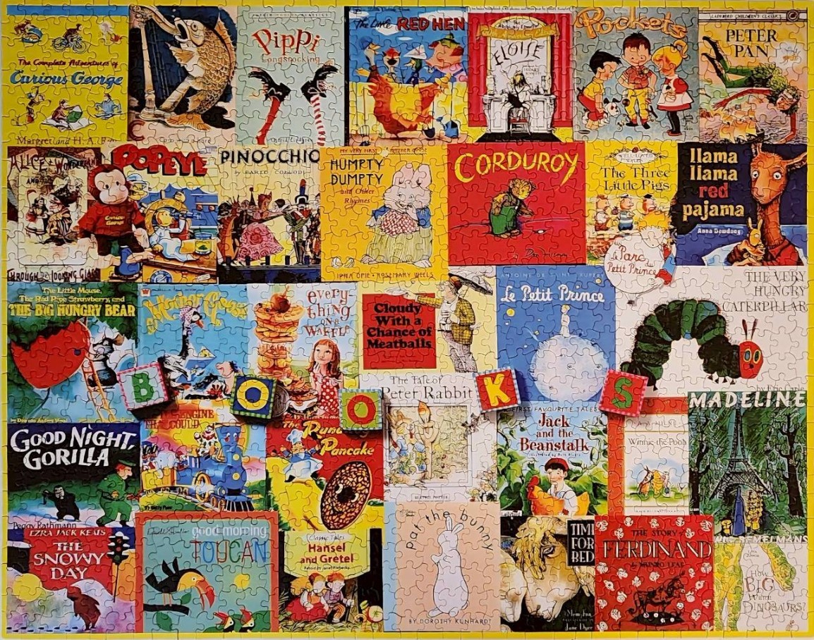 A collage of classic children's book covers arranged as a mosaic.