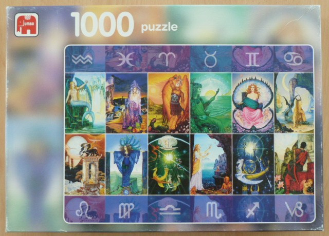 A montage of twelve fantasy illustrations representing the signs of the zodiac.