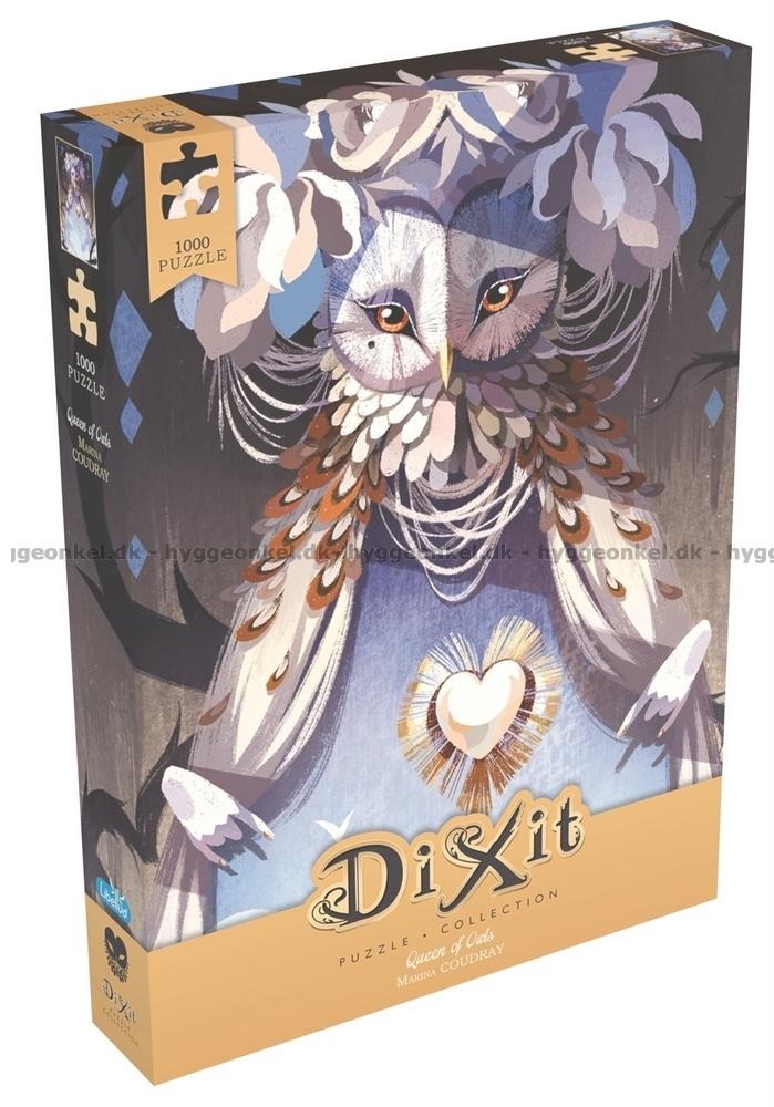 Whimsical illustration of an owl-like creature wearing a floral headpiece and a heart emblem on its chest.