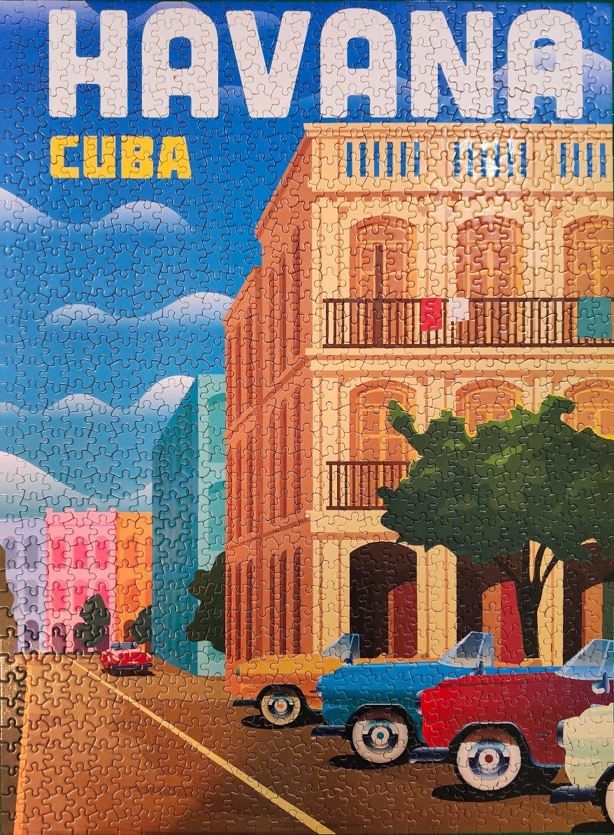 A vintage-style travel poster illustration of Havana, Cuba, featuring colorful colonial buildings and classic cars.