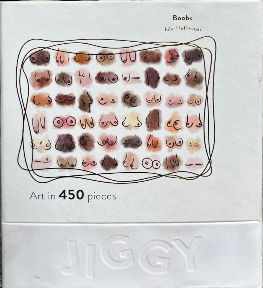 A grid of illustrated breasts in various shapes, sizes, and skin tones by Julia Heffernan.