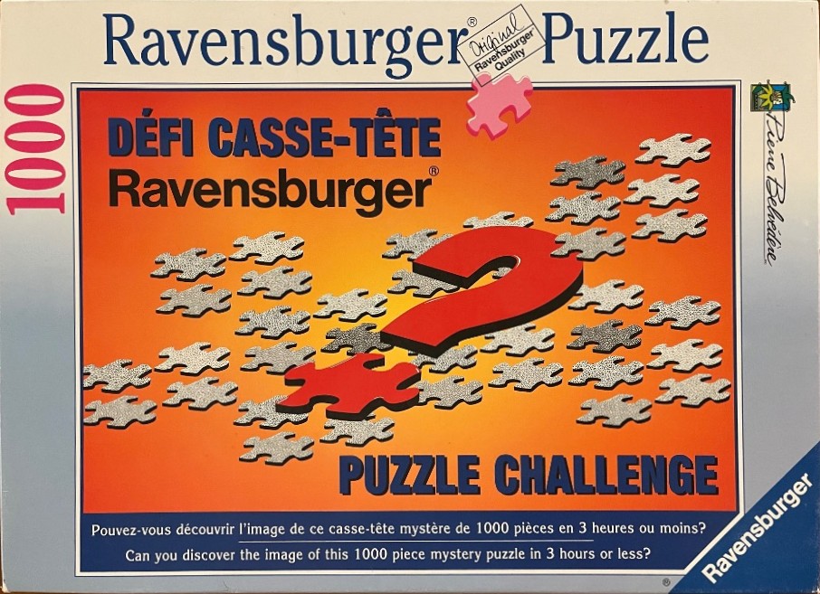A red question mark surrounded by floating jigsaw pieces against a gradient orange background.