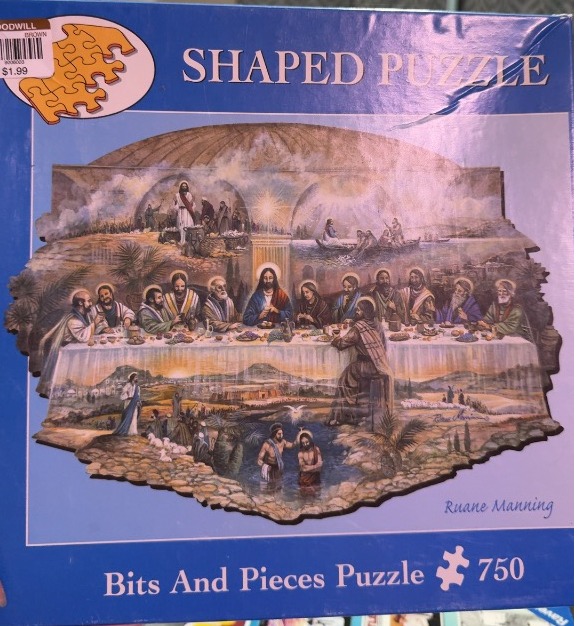 Religious artwork depicting the Last Supper and scenes from the life of Jesus.