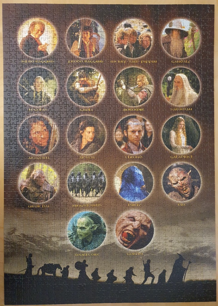 A collection of circular portraits of characters from The Lord of the Rings against a dark background.