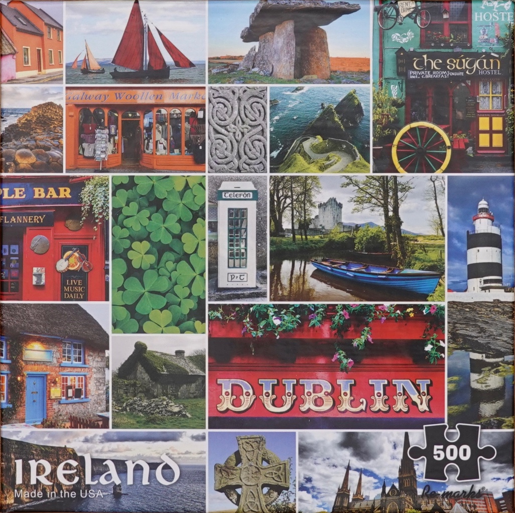 A collage of various scenic Irish landmarks and cultural symbols.