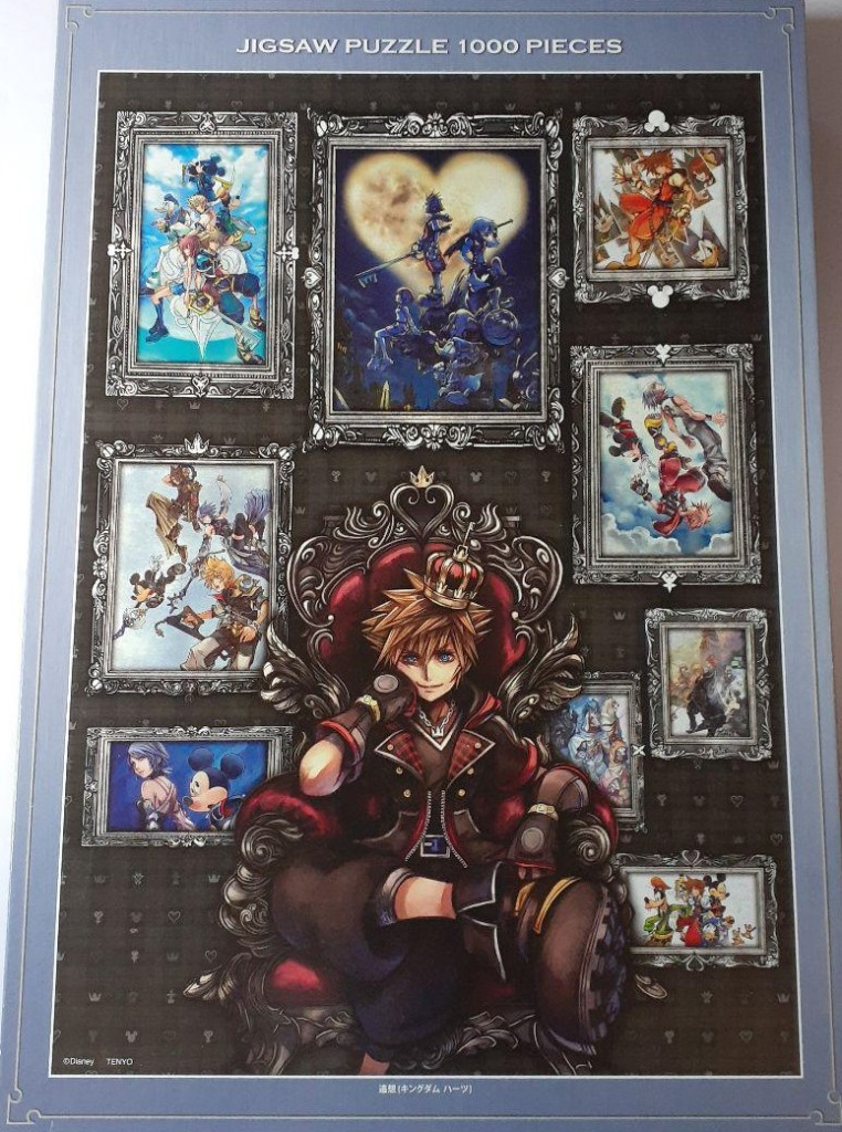 A seated anime-style character wearing a crown, surrounded by several framed fantasy illustrations.