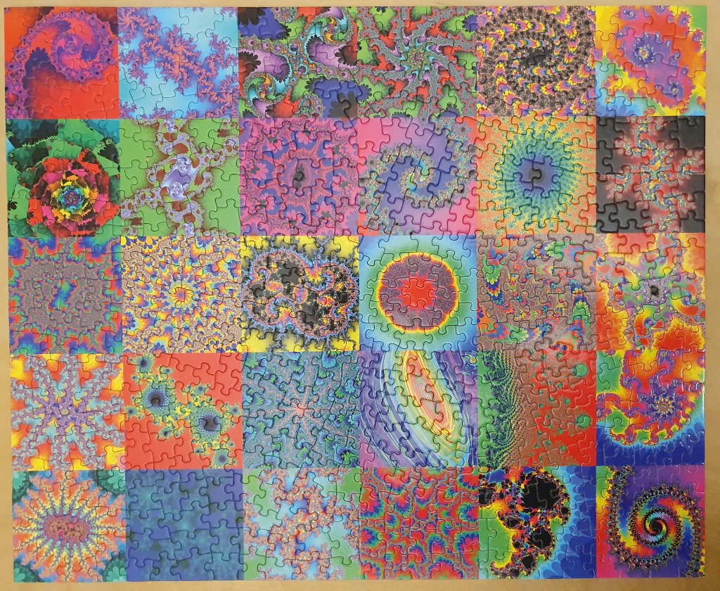 A grid of thirty unique fractal patterns featuring vibrant colors and infinite geometric spirals.
