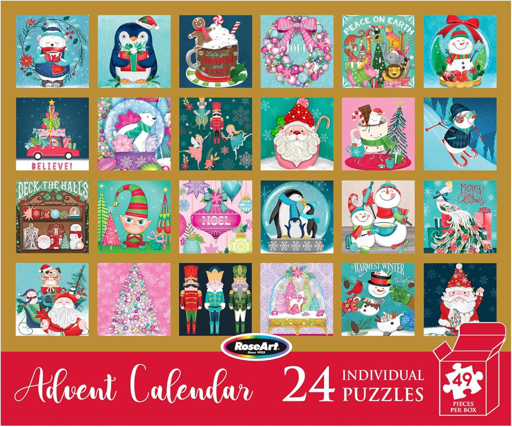 A collection of twenty-four festive Christmas-themed illustrations arranged in a grid.