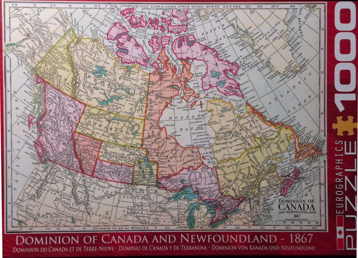 A vintage-style map of the Dominion of Canada and Newfoundland from 1867.