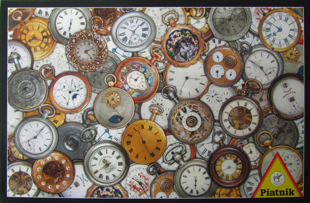 A collage of many different antique pocket watches of varying sizes, metals, and face designs.