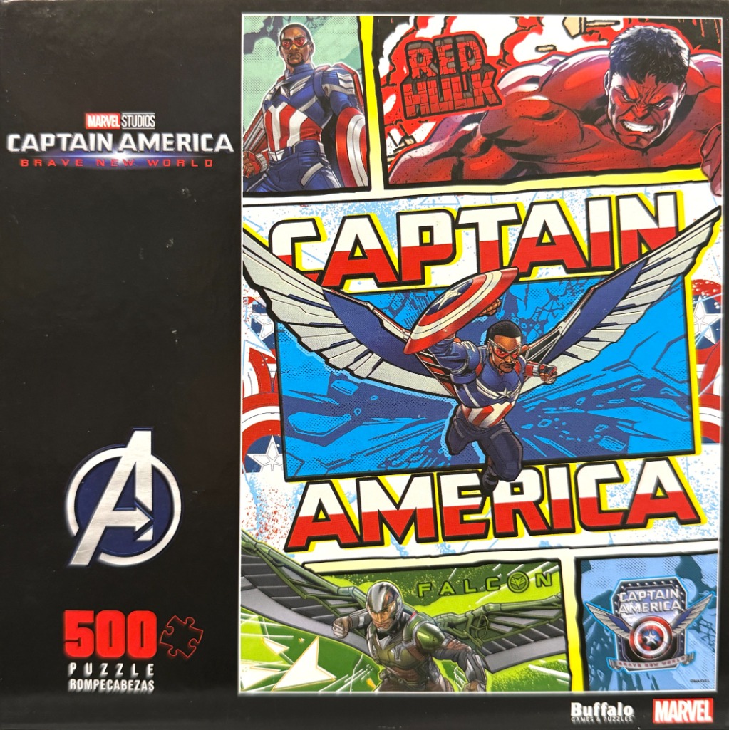 Comic book style collage featuring Captain America and Red Hulk