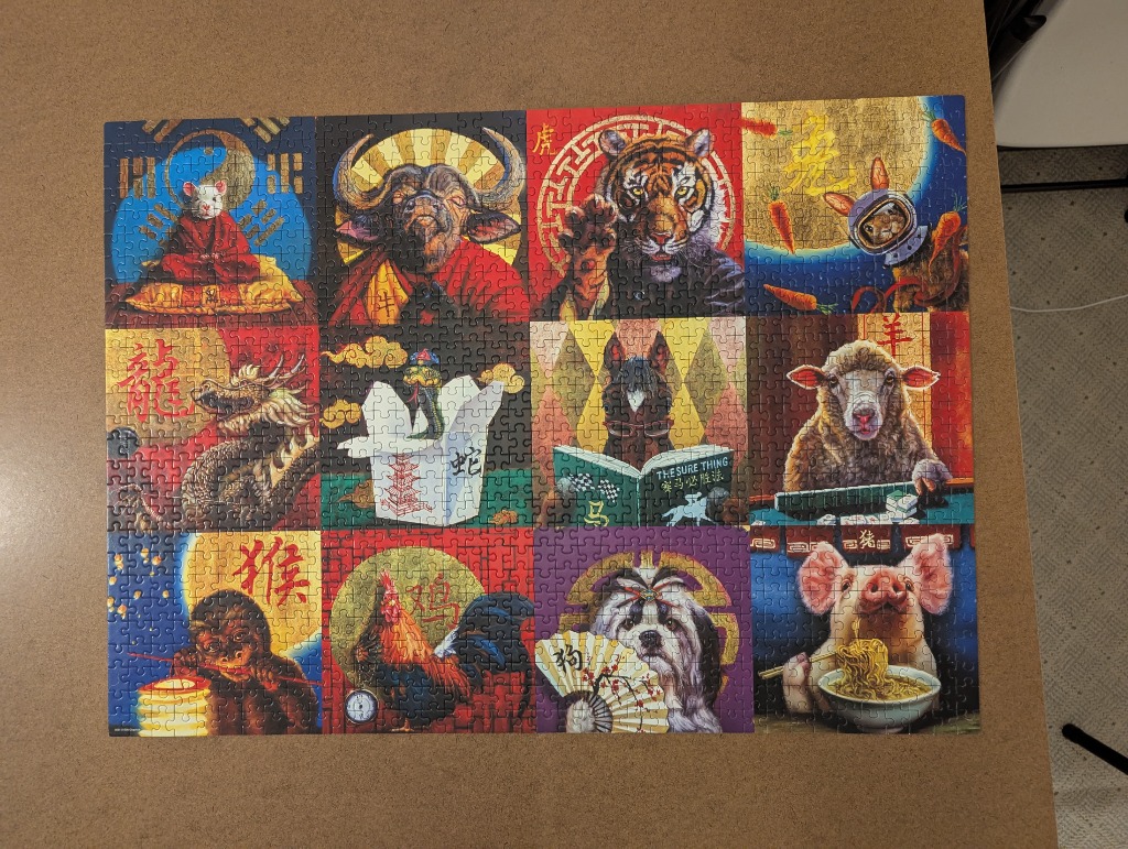 A grid of 12 illustrations representing the Chinese Zodiac animals in a stylized, modern artistic manner.