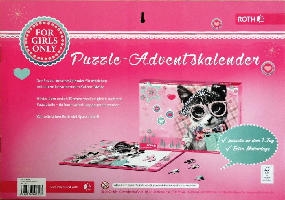 Puzzle Adventskalender for Girls