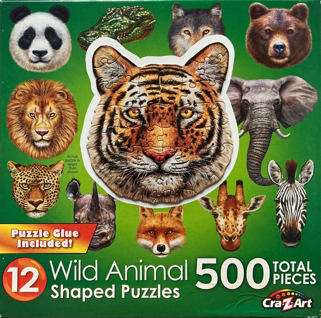 Close-up portraits of various wild animals set against a bright green background.