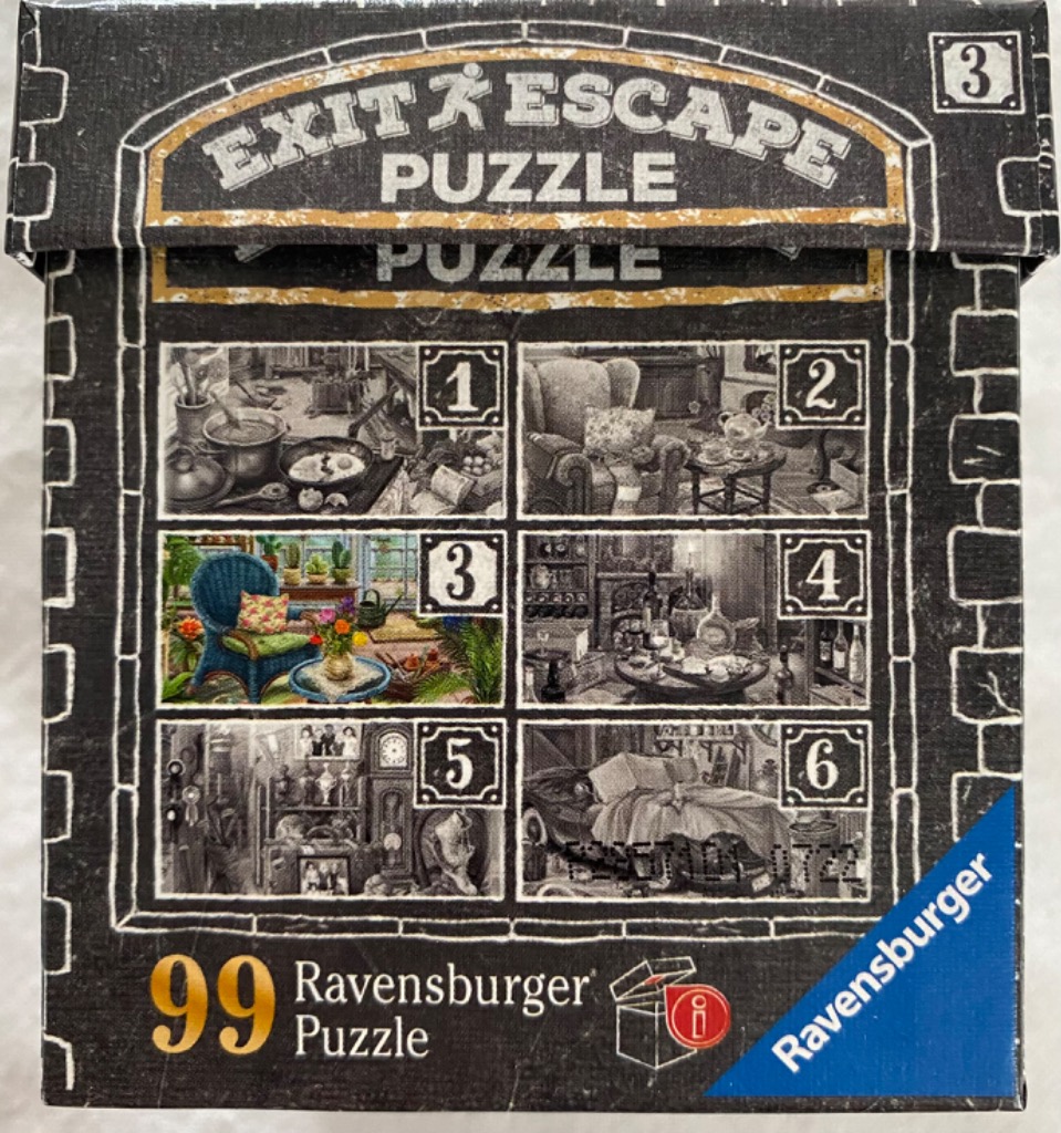 Exit Escape puzzle box with 6 scene vignettes.