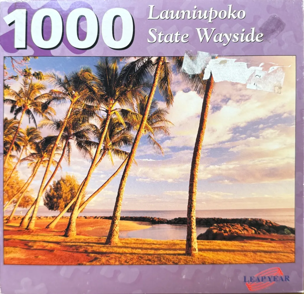Tropical coastal scene at Launiupoko State Wayside with palm trees at sunset