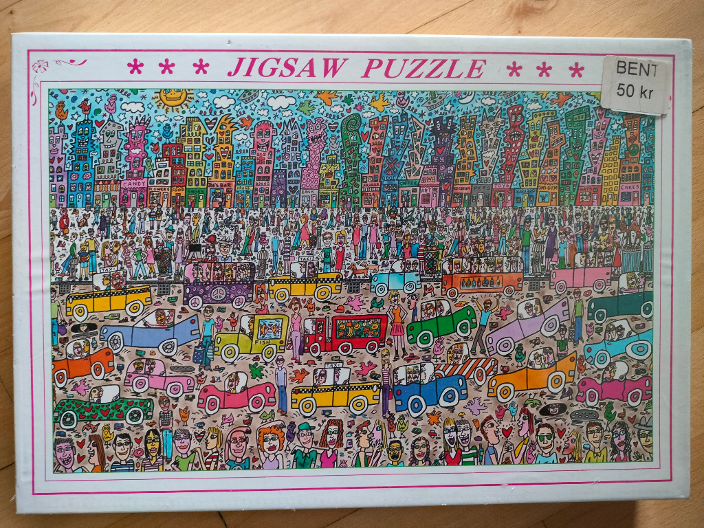 Cartoon city street scene filled with colorful cars and diverse characters in a busy, whimsical urban environment.
