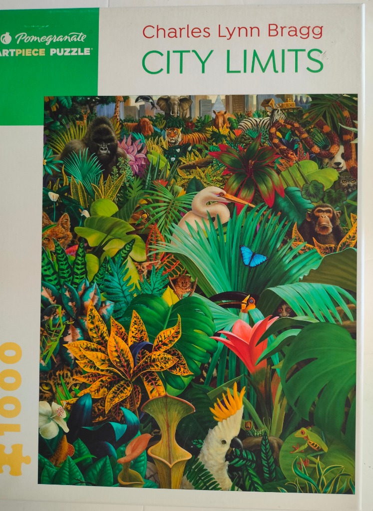 A lush, densely packed tropical jungle scene filled with diverse wildlife and exotic plants.