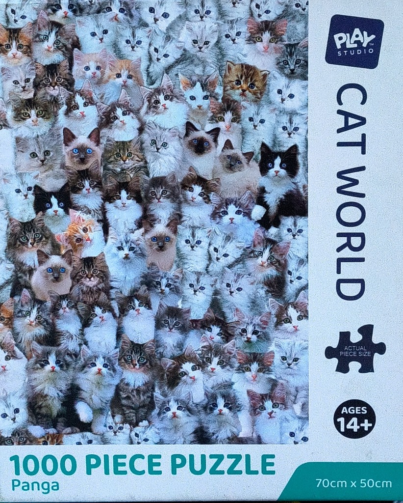 A dense collage of dozens of kittens with various fur patterns and colors looking forward.