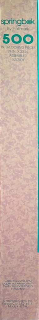 Springbok 500 piece puzzle with a patterned background in pink and cream.